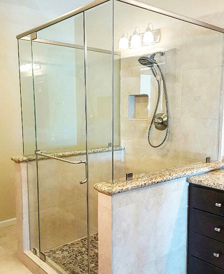 framed shower glass enclosure in Houston, TX